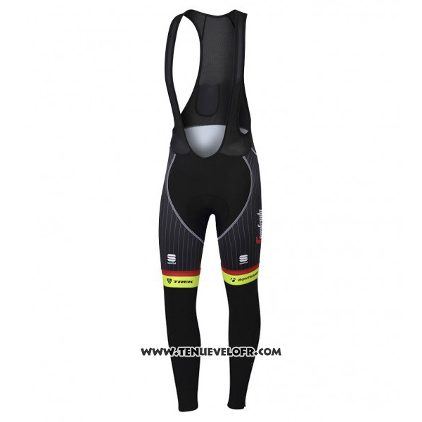 2017 Maillot Ciclismo Trek Segafredo Noir et Jaune Manches Longues et Cuissard